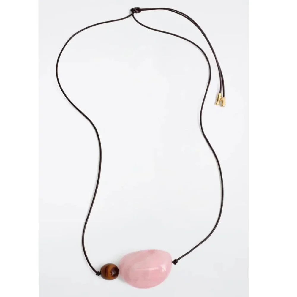 NWT COS Stone Pendant Necklace Pink Blush Stone